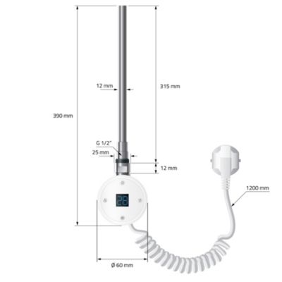 Resistance electrique radiateur avec thermostat écran LCD en acier blanc 300 W