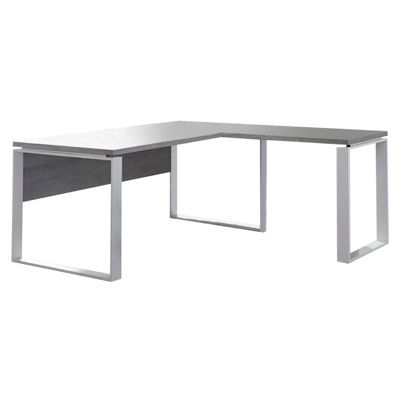 Retour de bureau décor gris béton et pieds en métal L. 90 cm - NET