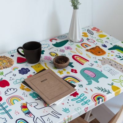 Revêtement Adhésif Pour Meubles Wallfluent 100x50 cm Animaux Colorés Pour Une Chambre D'enfant Placard et Rénovation DIY