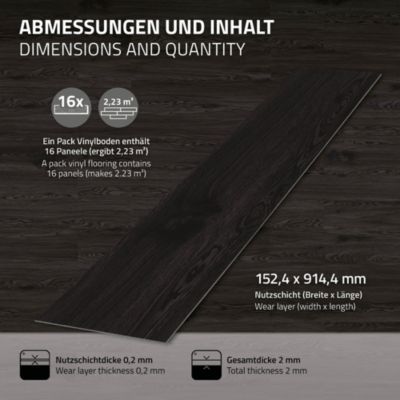 Sol PVC Vinyle Adhésif Aspect Noyer Rouge-brun - 80 Planches, 11,15 M² - Neuf