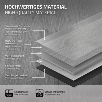 Revêtement de sol à clic en PVC ML-Design 3,08m²/14 planches 122x18cm gris chêne windswell hickory