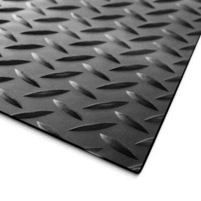Revêtement de sol en caoutchouc Avec structure quadrillée 150 x 100 cm - Floordirekt
