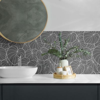 Revêtement Mural PVC Wallfluent 50x50 cm Feuilles Disposées Selon Un Motif Délicat 4 pièces