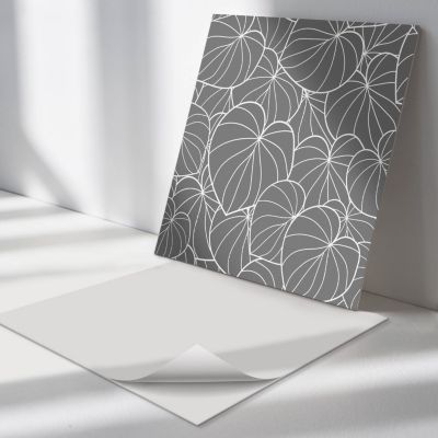 Revêtement Mural PVC Wallfluent 50x50 cm Feuilles Disposées Selon Un Motif Délicat 4 pièces