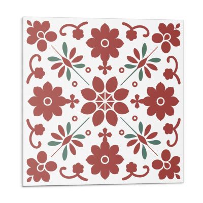 Revêtement Mural PVC Wallfluent 50x50 cm Motif Floral Avec Des Feuilles 4 pièces