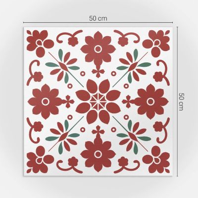 Revêtement Mural PVC Wallfluent 50x50 cm Motif Floral Avec Des Feuilles 4 pièces