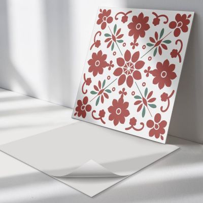 Revêtement Mural PVC Wallfluent 50x50 cm Motif Floral Avec Des Feuilles 4 pièces