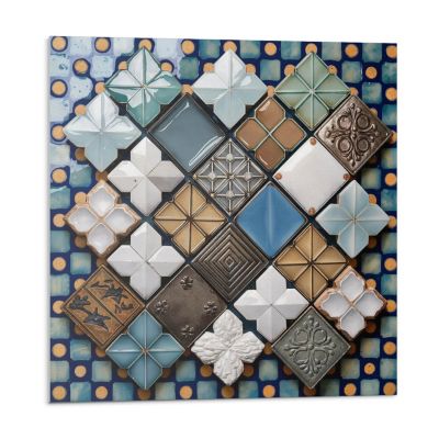 Revêtement Mural PVC Wallfluent 50x50 cm Motifs De Carreaux De Céramique 4 pièces