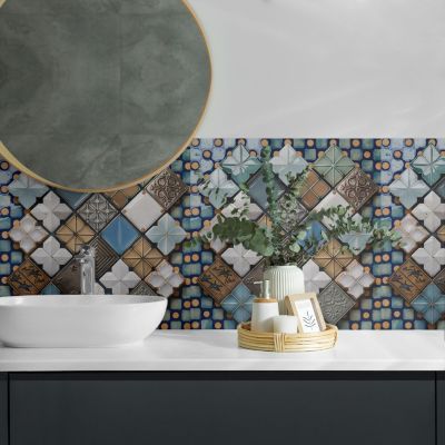 Revêtement Mural PVC Wallfluent 50x50 cm Motifs De Carreaux De Céramique 4 pièces
