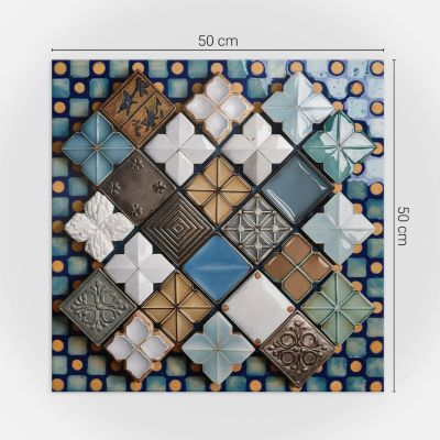 Revêtement Mural PVC Wallfluent 50x50 cm Motifs De Carreaux De Céramique 4 pièces