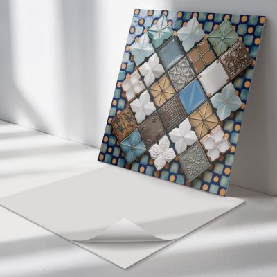 Revêtement Mural PVC Wallfluent 50x50 cm Motifs De Carreaux De Céramique 4 pièces