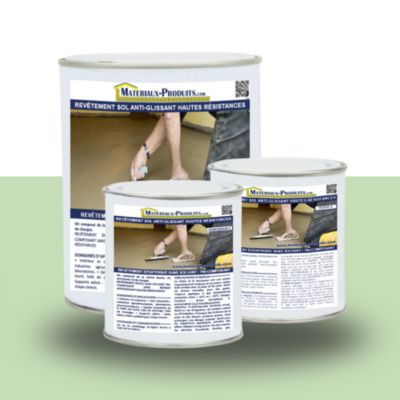 Revêtement sol anti-glissant hautes résistances Kit de 2,5 Kg Vert Pastel RAL 6019 - REVET05 - MATPRO