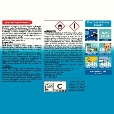 Revêtement étanche à base de résine pliolite pour caves et sous sols Julien satin blanc satiné 0,5L
