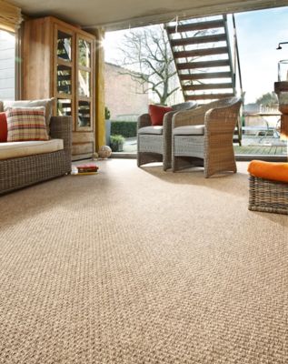 Revêtement sol fibre synthétique beige Forest croisé (vendu à la coupe)
