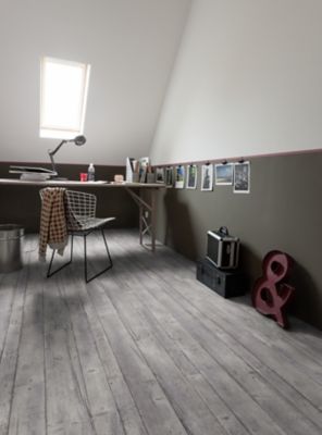 Revêtement sol PVC Funtex Fabrik décor parquet grisé 4m, Gerflor (vendu au m²)
