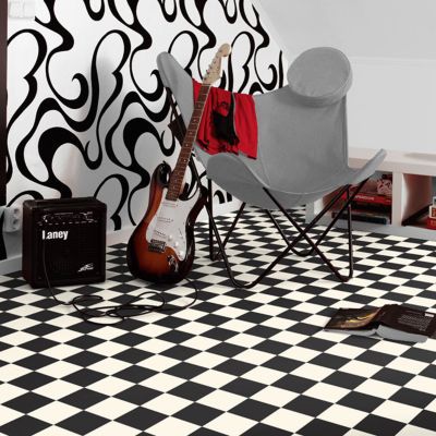 Revêtement sol PVC Tarkett Damier noir et blanc 4m (vendu au m²)