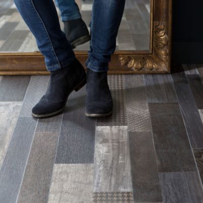 Revêtement sol PVC Texline Westwood gris 4m (vendu au m²)