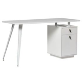 RHOD - Bureau 1 Porte 1 Tiroir Pieds et Plateau Blancs