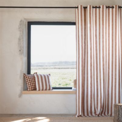 Rideau 100% coton larges rayures LOURMARIN (140x260 cm - Terracotta)