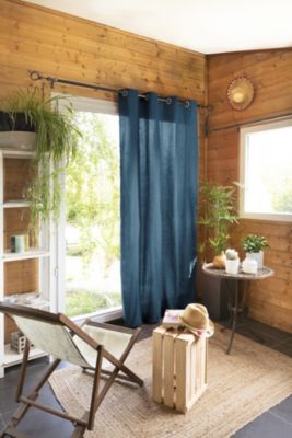 Rideau 100 % Coton Prélavé 140 x 260 cm Kala Bleu Jean | Castorama