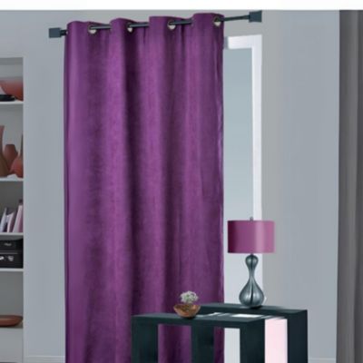 Rideau 100 % occultant et isolant aspect Velours (140x260 cm - Prune)