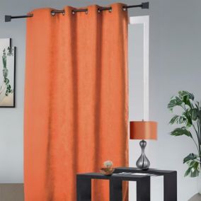 Rideau 100 % occultant et isolant aspect Velours (140x260 cm - Terracotta)