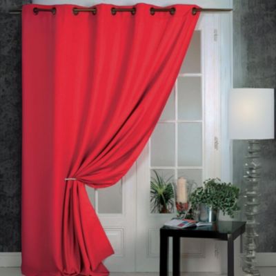 Rideau 100% occultant Ignifugé M1 Non Feu Piment (140x260 cm - Rouge Orangé)