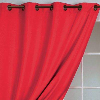 Rideau 100% occultant Ignifugé M1 Non Feu Piment (140x260 cm - Rouge Orangé)