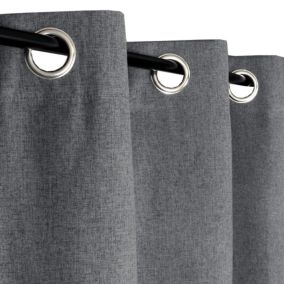Rideau 100% Occultant à œillets 140x240cm Prêt a Poser chiné Gris Anthracite.
