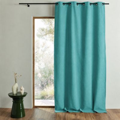 Rideau 100% occultant thermique phonique chiné MIDNIGHT (135x260 cm - Turquoise)