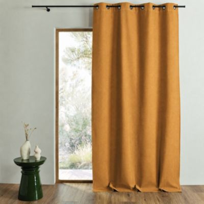 Rideau 100% occultant thermique phonique chiné MIDNIGHT (240x260 cm - Jaune Ocre)