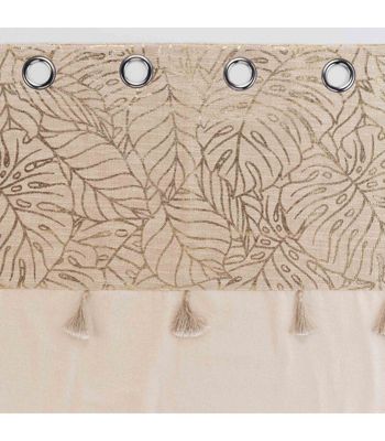 Rideau 140x240cm imprimé metallisé avec pompons - 140x240cm - Doré