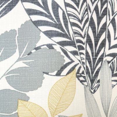 Rideau à œillets effet lin imprimé feuilles et palmiers gris L.240 x l.140cm Dylrev