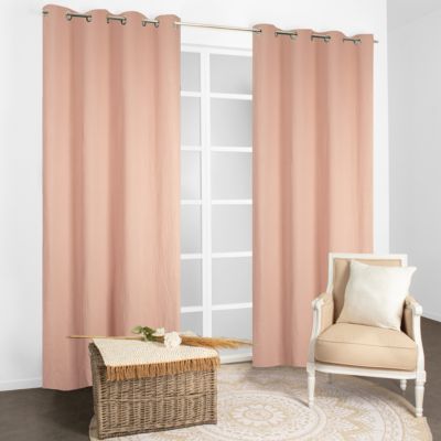 Rideau à œillets uni en gaze de coton rose l.130 x H.260 cm JBY Creation