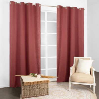 Rideau à œillets uni en gaze de coton terracotta l.130 x H.260 cm JBY Creation