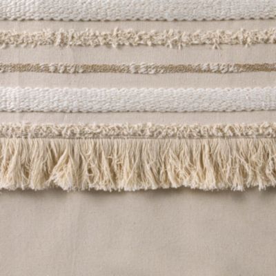 RIDEAU A OEILLETS 140 x 240 CM COTON UNI FRANGES NATUREL - 140x240cm - Naturel