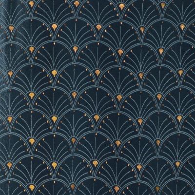 Rideau a oeillets 140 x 240 cm velours imprime or azureor Sans