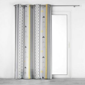 rideau a oeillets 140 x 260 cm polyester imprime yellow mix