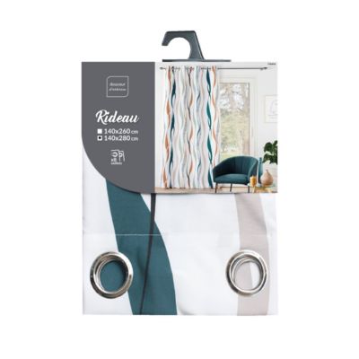 Rideau a oeillets 140 x 280 cm polyester imprime Lisana