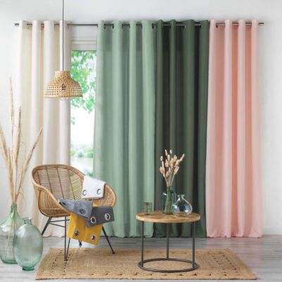 Rideau a oeillets Absolu Rose 140 x 260 cm