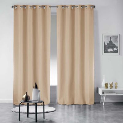 Rideau a oeillets Polyester uni Essentiel Lin 140 x 280 cm