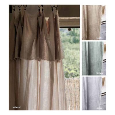 Rideau ajustable + 10 anneaux pince "Milos" 140 x 280 cm Mousseline de coton - Ficelle - Ficelle - 1 Panneau ajustable 140 x 280 c
