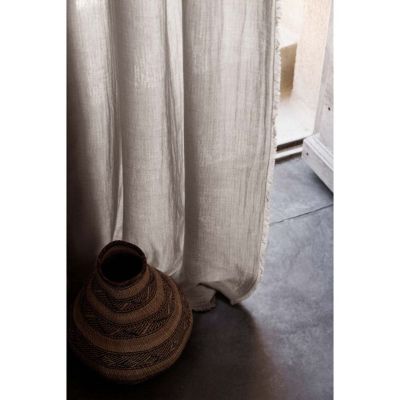 Rideau ajustable + 10 anneaux pince "Milos" 140 x 280 cm Mousseline de coton - Ficelle - Ficelle - 1 Panneau ajustable 140 x 280 c