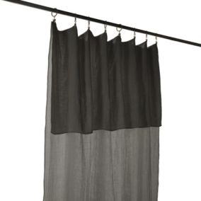 Rideau ajustable 140 x 300 cm en double gaze de coton gris - PEPA