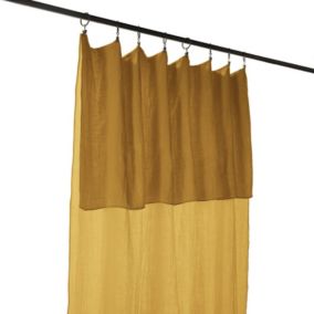 Rideau ajustable 140 x 300 cm en double gaze de coton jaune - PEPA