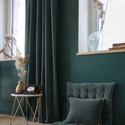 Rideau ajustable 140x270 cm velours de coton Ardoise | Castorama