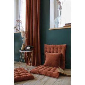 Rideau ajustable + 8 anneaux pince "César" 140 x 270 cm Velours de Coton - César Terracotta