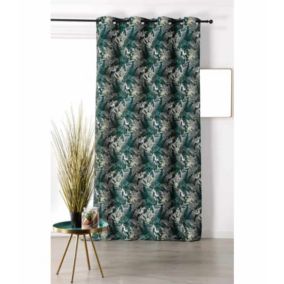 Rideau ambiance tropicale motif toucan - 135x250cm - Vert