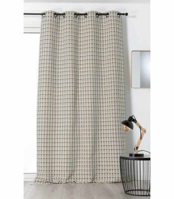 Rideau ambiance vintage stylisée - 135x240cm - Blanc