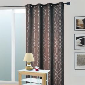 Rideau Ameublement en Jacquard Motif Géométrique (140x260 cm - Gris clair)